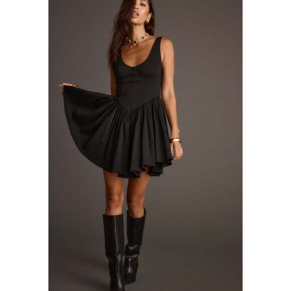 12th Tribe Kit Black Drop Waist Mini Dress - Picture 1 of 3